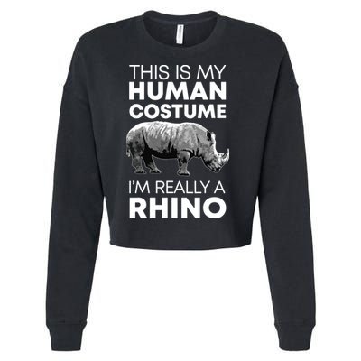 Funny Human Costume Rhino Vintage Rhinoceros Love Cropped Pullover Crew