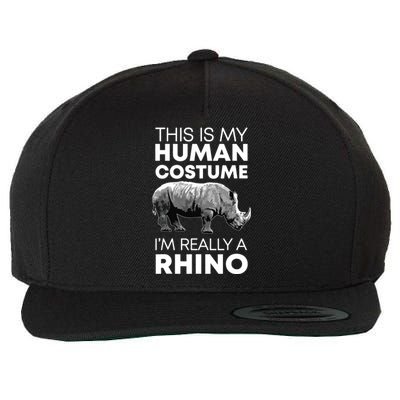 Funny Human Costume Rhino Vintage Rhinoceros Love Wool Snapback Cap