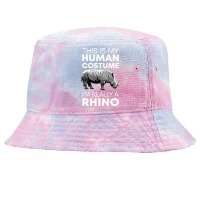 Funny Human Costume Rhino Vintage Rhinoceros Love Tie-Dyed Bucket Hat