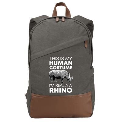 Funny Human Costume Rhino Vintage Rhinoceros Love Cotton Canvas Backpack