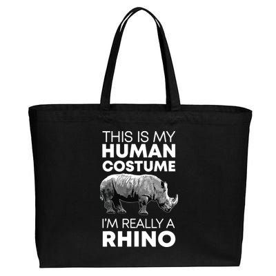 Funny Human Costume Rhino Vintage Rhinoceros Love Cotton Canvas Jumbo Tote