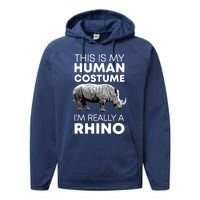 Funny Human Costume Rhino Vintage Rhinoceros Love Performance Fleece Hoodie