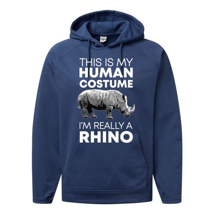 Funny Human Costume Rhino Vintage Rhinoceros Love Performance Fleece Hoodie