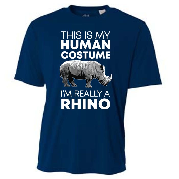 Funny Human Costume Rhino Vintage Rhinoceros Love Cooling Performance Crew T-Shirt