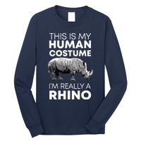 Funny Human Costume Rhino Vintage Rhinoceros Love Long Sleeve Shirt