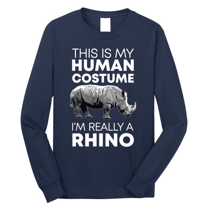 Funny Human Costume Rhino Vintage Rhinoceros Love Long Sleeve Shirt