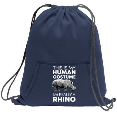 Funny Human Costume Rhino Vintage Rhinoceros Love Sweatshirt Cinch Pack Bag