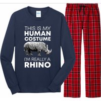 Funny Human Costume Rhino Vintage Rhinoceros Love Long Sleeve Pajama Set