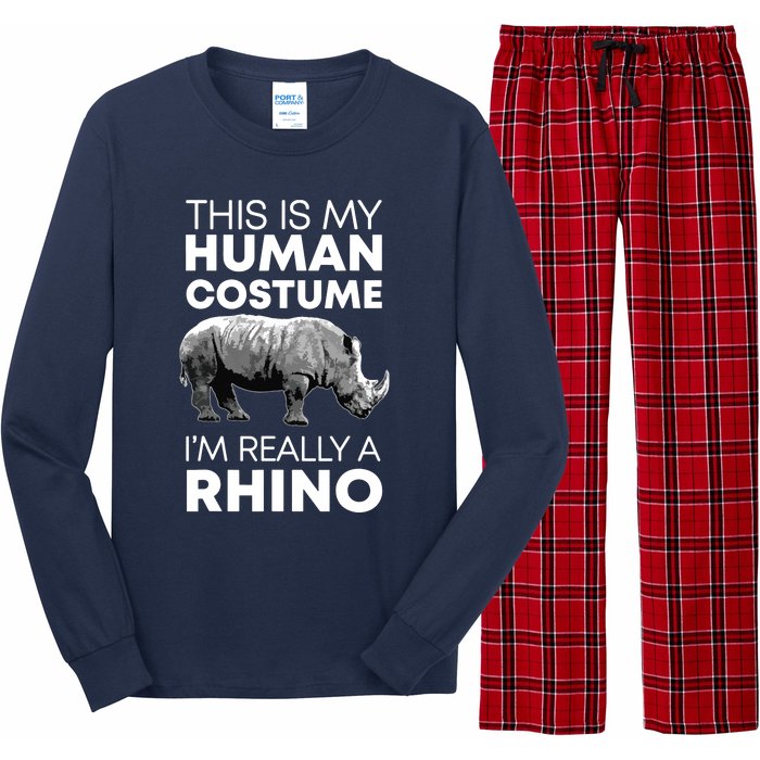 Funny Human Costume Rhino Vintage Rhinoceros Love Long Sleeve Pajama Set