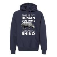 Funny Human Costume Rhino Vintage Rhinoceros Love Premium Hoodie