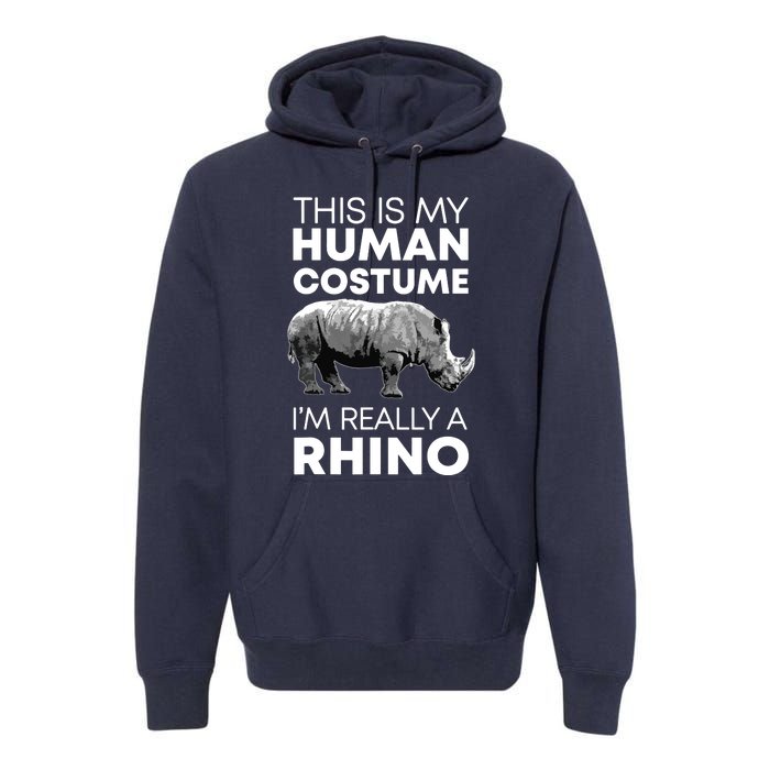 Funny Human Costume Rhino Vintage Rhinoceros Love Premium Hoodie