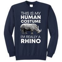 Funny Human Costume Rhino Vintage Rhinoceros Love Tall Sweatshirt