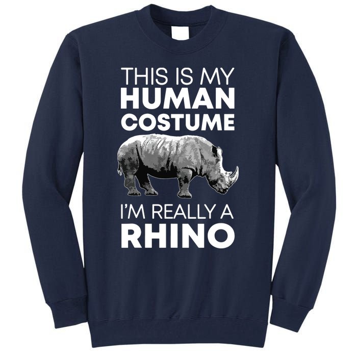 Funny Human Costume Rhino Vintage Rhinoceros Love Tall Sweatshirt