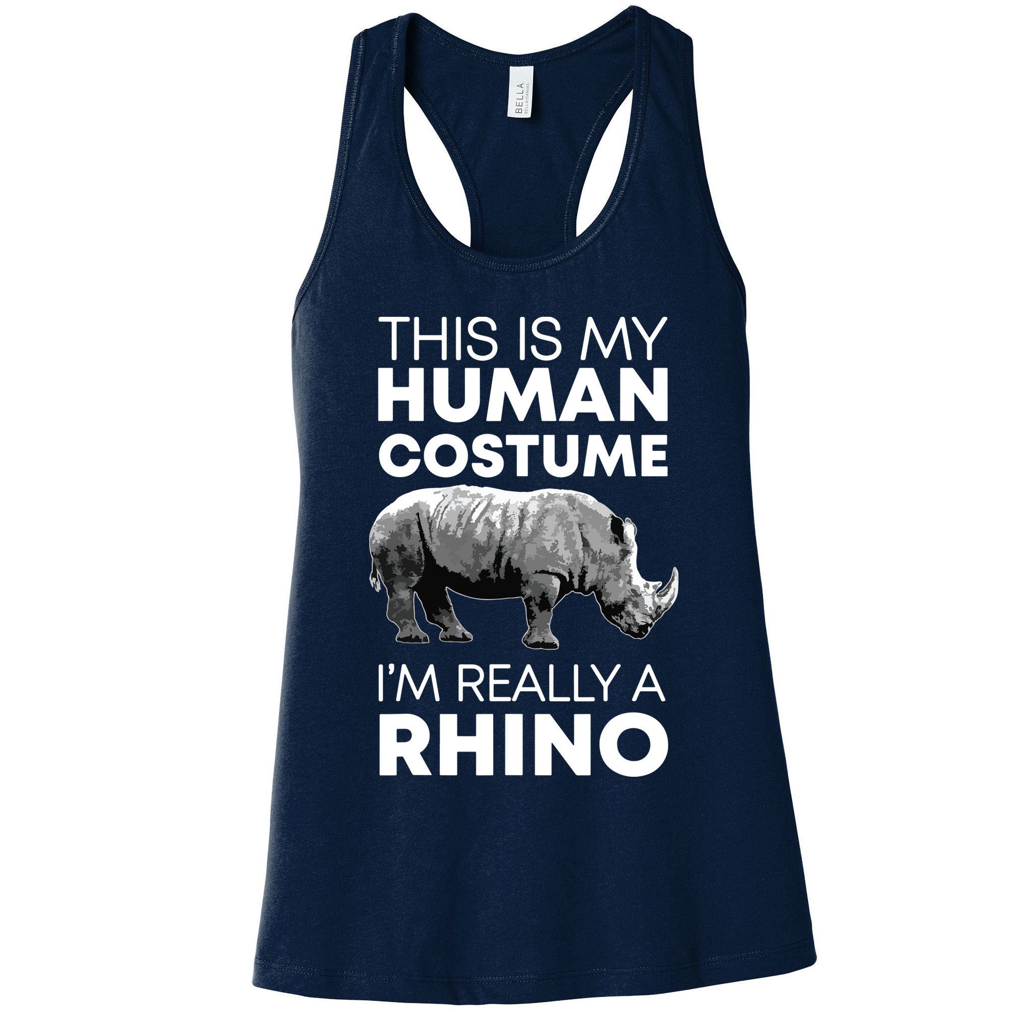 Funny Human Costume Rhino Vintage Rhinoceros Love Womens Tank Top