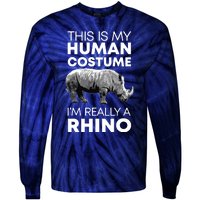 Funny Human Costume Rhino Vintage Rhinoceros Love Tie-Dye Long Sleeve Shirt