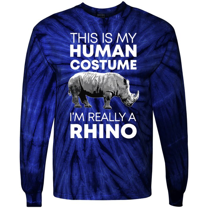 Funny Human Costume Rhino Vintage Rhinoceros Love Tie-Dye Long Sleeve Shirt