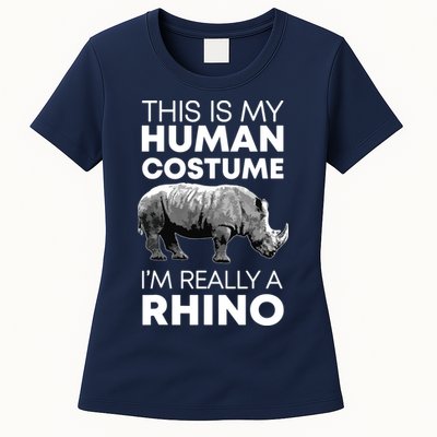 Funny Human Costume Rhino Vintage Rhinoceros Love Womens T-Shirt