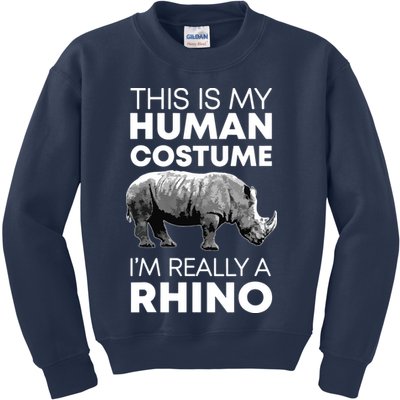 Funny Human Costume Rhino Vintage Rhinoceros Love Kids Sweatshirt