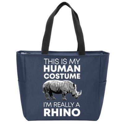 Funny Human Costume Rhino Vintage Rhinoceros Love Zip Tote Bag