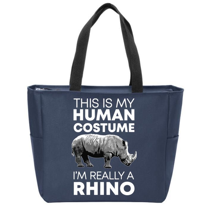 Funny Human Costume Rhino Vintage Rhinoceros Love Zip Tote Bag