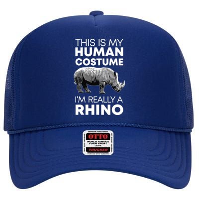 Funny Human Costume Rhino Vintage Rhinoceros Love High Crown Mesh Back Trucker Hat