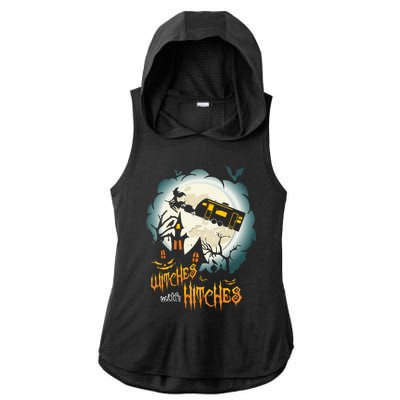 Funny Halloween Camping Witches With Hitches Ladies PosiCharge Tri-Blend Wicking Draft Hoodie Tank