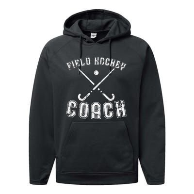 Field Hockey Coach Gifts Distressed Field Hockey Coach Performance Fleece Hoodie