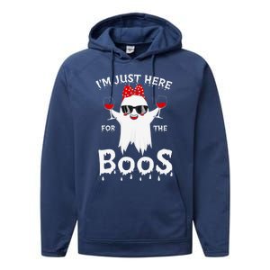 Funny Halloween Costum Im Just Here For The Boos Ghost Beer Cool Gift Performance Fleece Hoodie