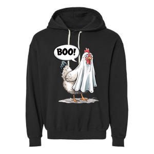 Funny Halloween Chicken Boo Spooky Chicken Halloween Costume Garment-Dyed Fleece Hoodie