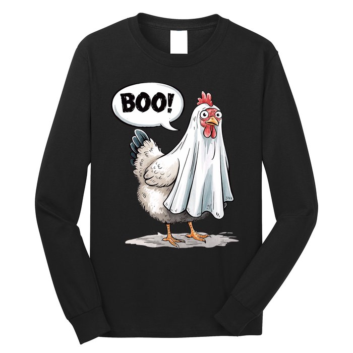 Funny Halloween Chicken Boo Spooky Chicken Halloween Costume Long Sleeve Shirt