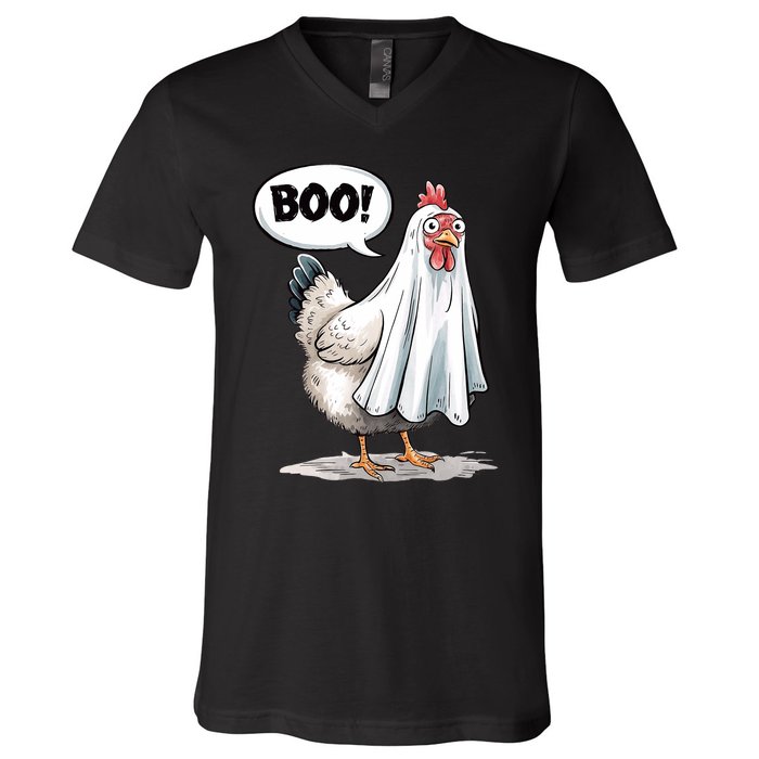 Funny Halloween Chicken Boo Spooky Chicken Halloween Costume V-Neck T-Shirt