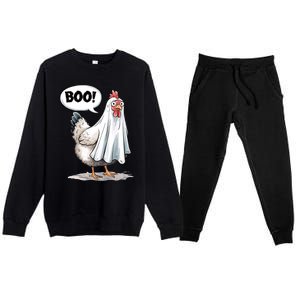 Funny Halloween Chicken Boo Spooky Chicken Halloween Costume Premium Crewneck Sweatsuit Set