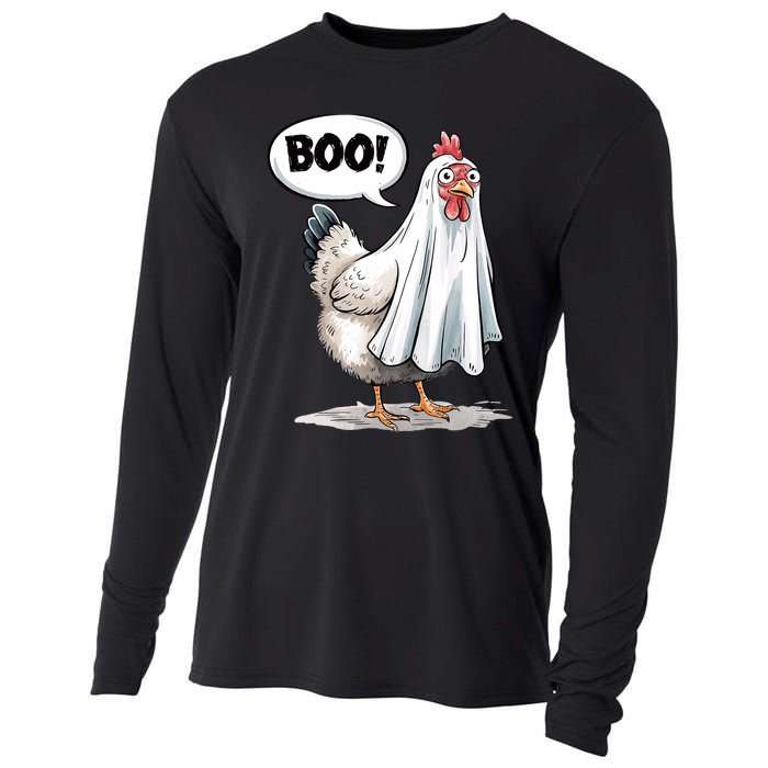 Funny Halloween Chicken Boo Spooky Chicken Halloween Costume Cooling Performance Long Sleeve Crew