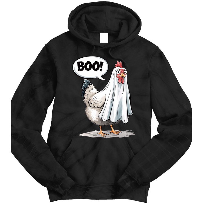 Funny Halloween Chicken Boo Spooky Chicken Halloween Costume Tie Dye Hoodie