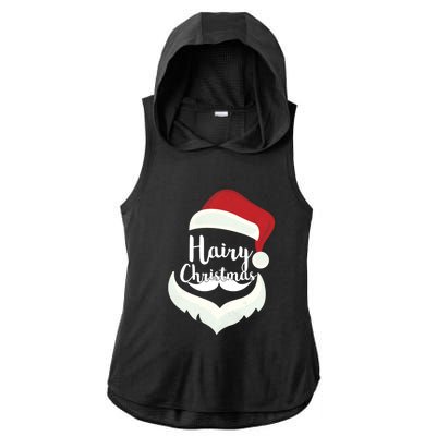 Funny Hairy Christmas Santa Hat Merry Holiday Beard Dad Gift Great Gift Ladies PosiCharge Tri-Blend Wicking Draft Hoodie Tank