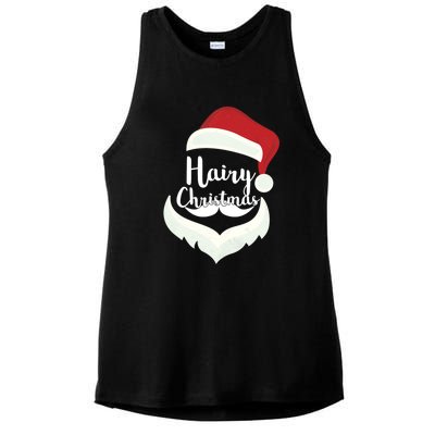 Funny Hairy Christmas Santa Hat Merry Holiday Beard Dad Gift Great Gift Ladies PosiCharge Tri-Blend Wicking Tank