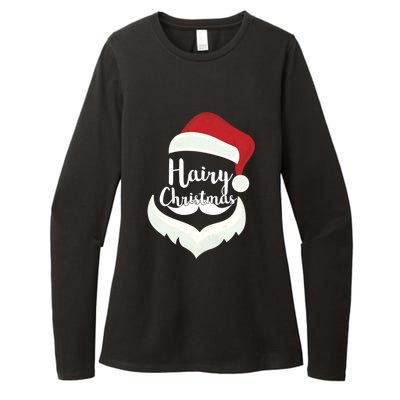 Funny Hairy Christmas Santa Hat Merry Holiday Beard Dad Gift Great Gift Womens CVC Long Sleeve Shirt