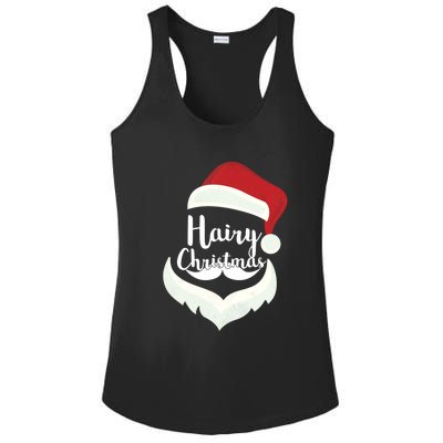 Funny Hairy Christmas Santa Hat Merry Holiday Beard Dad Gift Great Gift Ladies PosiCharge Competitor Racerback Tank