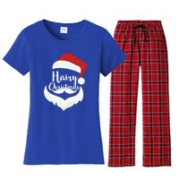 Funny Hairy Christmas Santa Hat Merry Holiday Beard Dad Gift Great Gift Women's Flannel Pajama Set