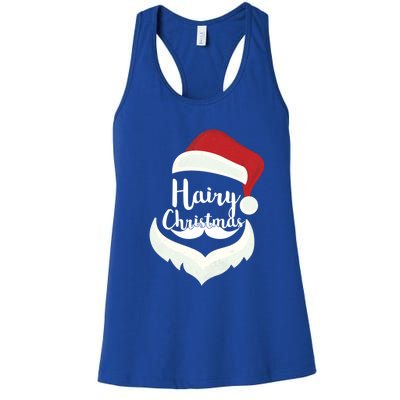 Funny Hairy Christmas Santa Hat Merry Holiday Beard Dad Gift Great Gift Women's Racerback Tank