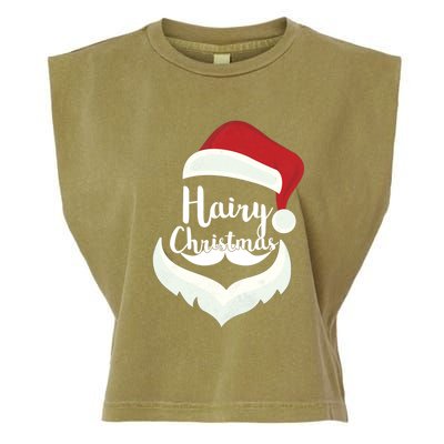 Funny Hairy Christmas Santa Hat Merry Holiday Beard Dad Gift Great Gift Garment-Dyed Women's Muscle Tee