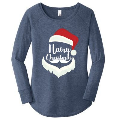 Funny Hairy Christmas Santa Hat Merry Holiday Beard Dad Gift Great Gift Women's Perfect Tri Tunic Long Sleeve Shirt