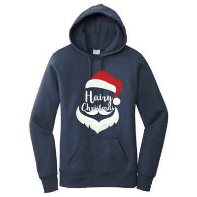 Funny Hairy Christmas Santa Hat Merry Holiday Beard Dad Gift Great Gift Women's Pullover Hoodie