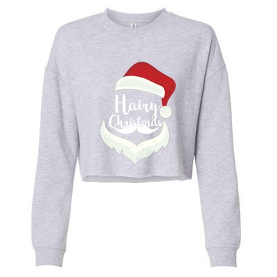 Funny Hairy Christmas Santa Hat Merry Holiday Beard Dad Gift Great Gift Cropped Pullover Crew