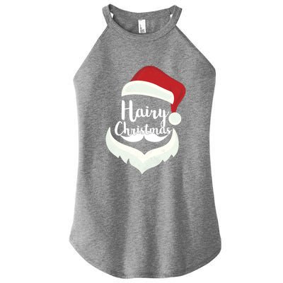 Funny Hairy Christmas Santa Hat Merry Holiday Beard Dad Gift Great Gift Women’s Perfect Tri Rocker Tank