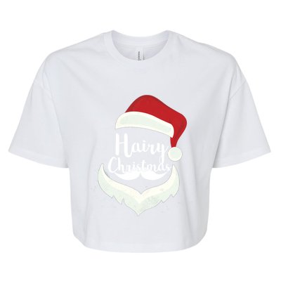 Funny Hairy Christmas Santa Hat Merry Holiday Beard Dad Gift Great Gift Bella+Canvas Jersey Crop Tee