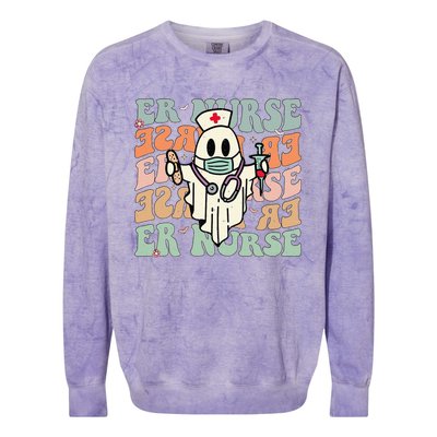 Funny Halloween Costume for Groovy Emergency Room Nurses Colorblast Crewneck Sweatshirt