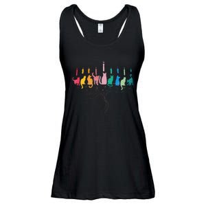 Funny Hanukkah Cat Menorah Meowzel Hanukat Jewish Chanukah Ladies Essential Flowy Tank