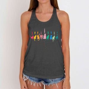 Funny Hanukkah Cat Menorah Meowzel Hanukat Jewish Chanukah Women's Knotted Racerback Tank