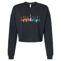 Funny Hanukkah Cat Menorah Meowzel Hanukat Jewish Chanukah Cropped Pullover Crew